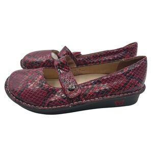Alegria‎ Women Snakeskin Leather Mary Jane Flats Shoes Comfort Size 8.5 EU 38